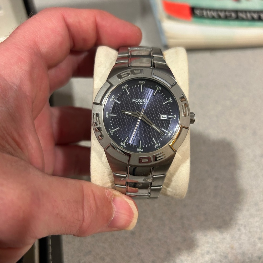 Fossil Stainless Steel Watch with Dark Dial